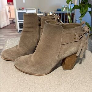 Michael Shannon Taupe Suede Ankle Booties